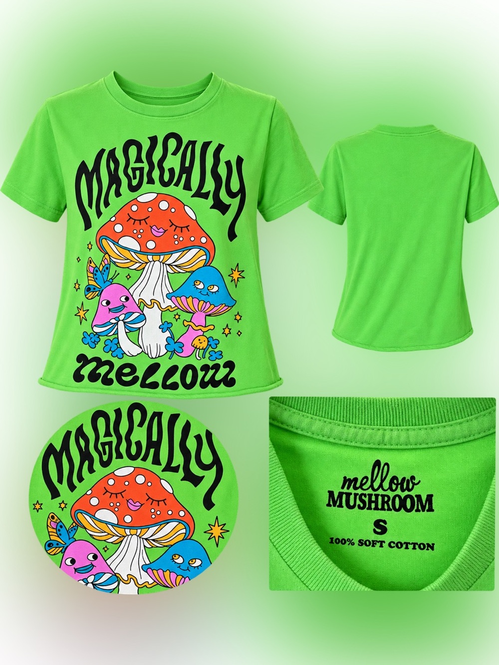 Mellow Mushroom 'Magically Mellow' Kids' Green Graphic Tee